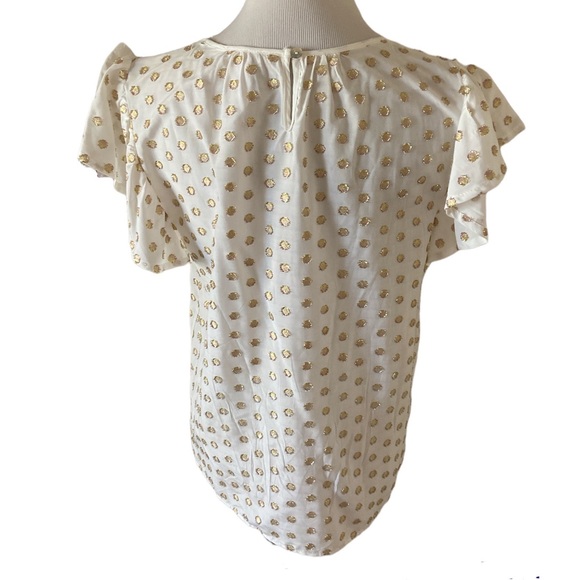 Amadi white with bronze color polka dot blouse - Picture 5 of 7